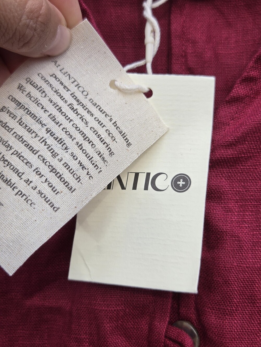 NWT Lintico Red 100% Linen Midi Tunic Dress XL Lagenlook Boho Coastal Grandma - Picture 11 of 14